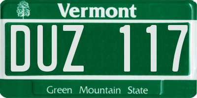 VT license plate DUZ117