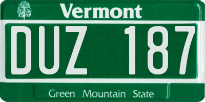 VT license plate DUZ187