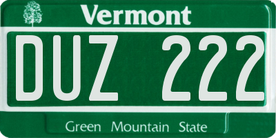 VT license plate DUZ222