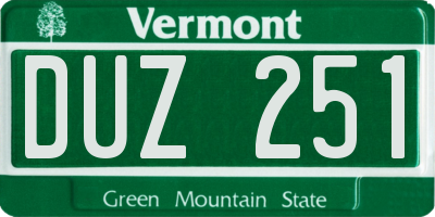VT license plate DUZ251