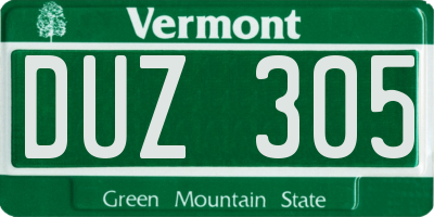 VT license plate DUZ305