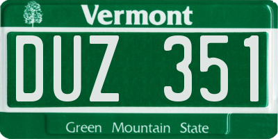 VT license plate DUZ351