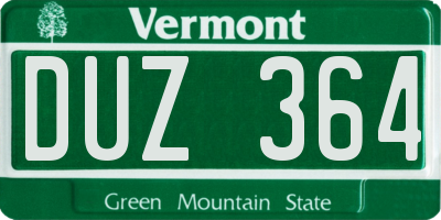 VT license plate DUZ364
