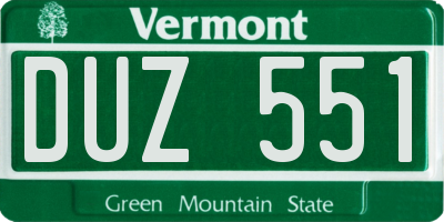VT license plate DUZ551