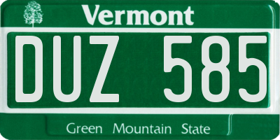 VT license plate DUZ585