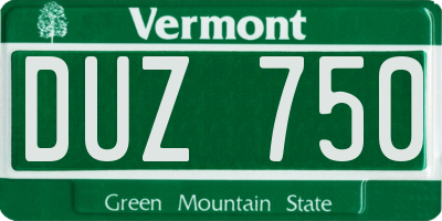VT license plate DUZ750