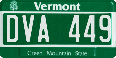 VT license plate DVA449