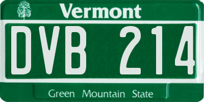 VT license plate DVB214