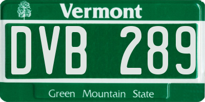 VT license plate DVB289