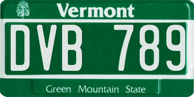 VT license plate DVB789