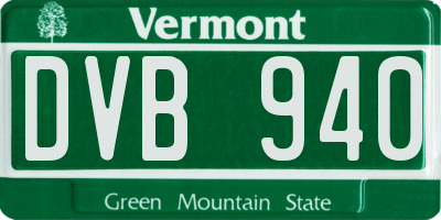 VT license plate DVB940