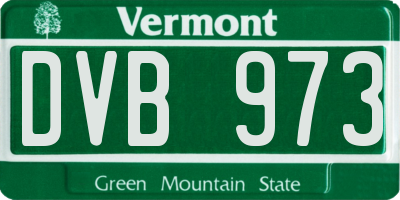 VT license plate DVB973