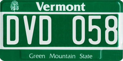 VT license plate DVD058