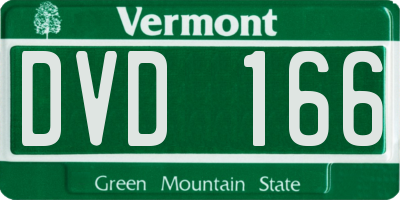 VT license plate DVD166