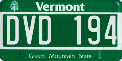 VT license plate DVD194