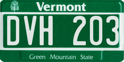 VT license plate DVH203