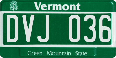 VT license plate DVJ036