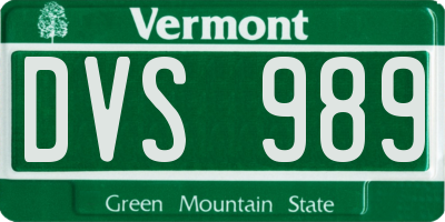 VT license plate DVS989