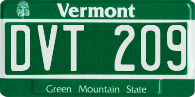 VT license plate DVT209