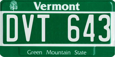 VT license plate DVT643