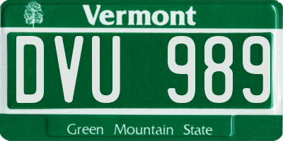 VT license plate DVU989