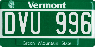 VT license plate DVU996