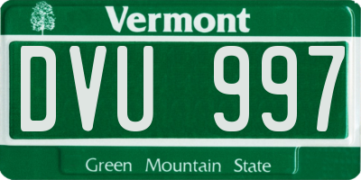 VT license plate DVU997