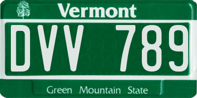 VT license plate DVV789