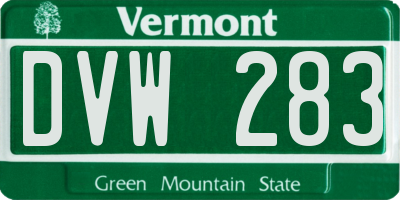 VT license plate DVW283