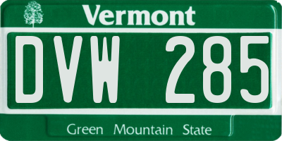 VT license plate DVW285