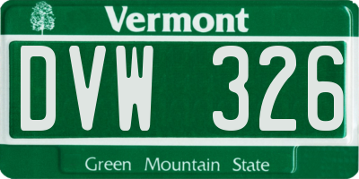 VT license plate DVW326