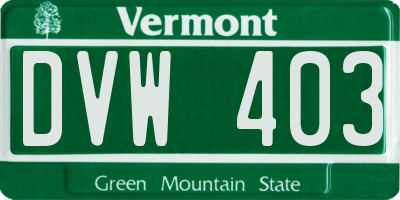 VT license plate DVW403