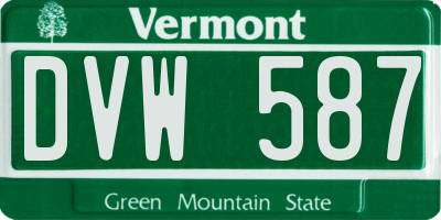 VT license plate DVW587