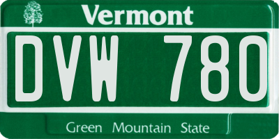 VT license plate DVW780