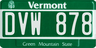 VT license plate DVW878
