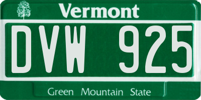 VT license plate DVW925