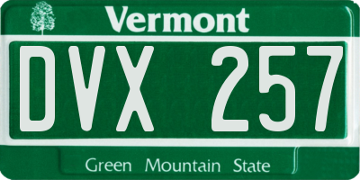 VT license plate DVX257