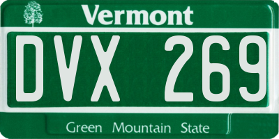 VT license plate DVX269
