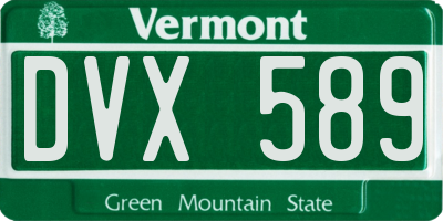 VT license plate DVX589