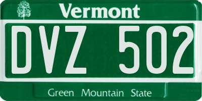 VT license plate DVZ502