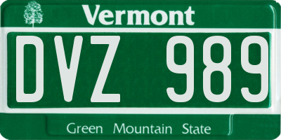 VT license plate DVZ989