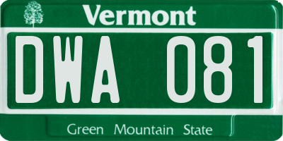 VT license plate DWA081