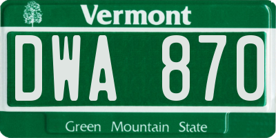 VT license plate DWA870