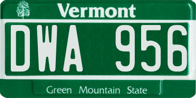VT license plate DWA956