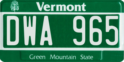 VT license plate DWA965