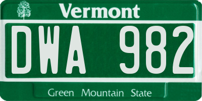 VT license plate DWA982