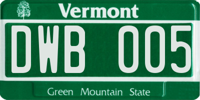VT license plate DWB005