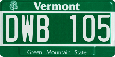VT license plate DWB105