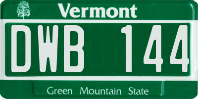 VT license plate DWB144
