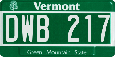 VT license plate DWB217